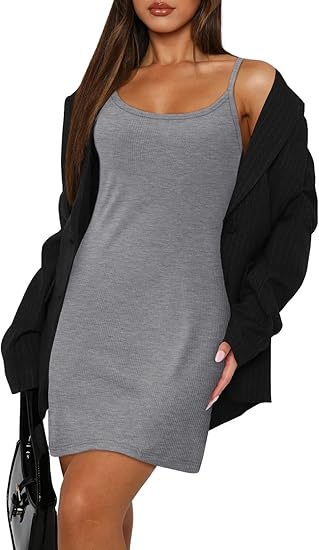 WIHOLL Women’s Summer Mini Dress 2025 Backless Spaghetti Strap A-Line Bodycon Party Outfit