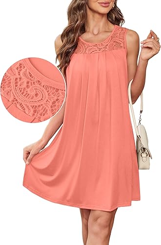 Summer Dresses for Women Sleeveless Lace CrewneSummer Dresses for Women Sleeveless Lace Crewneck Sundress (S-3XL)ck Sundress (S-3XL)