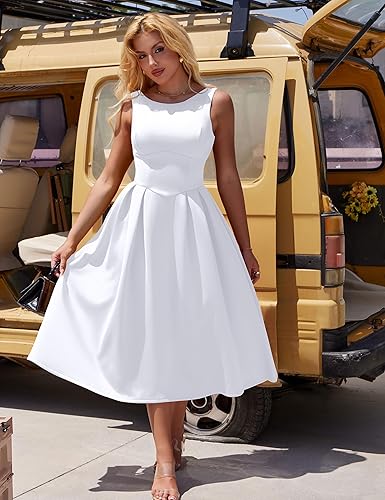 YMDUCH Women’s Elegant Backless A-Line Evening Maxi Dress Sleeveless Party Gown