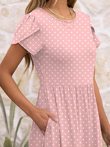 ANRABESS Women’s Summer Midi Dress Short Sleeve A-Line Floral T-Shirt Sundress w/ Pockets